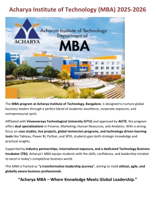 Acharya Institute of Technology (MBA)