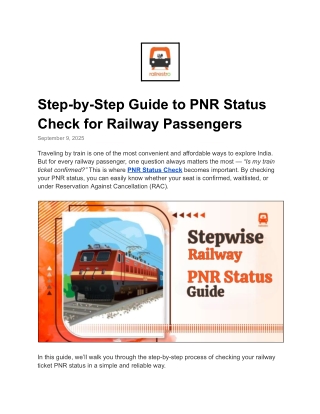 Step-by-Step Guide to PNR Status Check for Railway Passengers