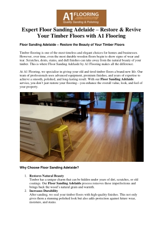 Floor Sanding Adelaide