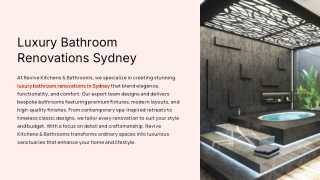 Luxury Bathroom Renovations Sydney – Revive Kitchens & Bathrooms