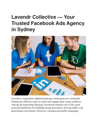 Facebook Ads Agency Sydney | Expert Marketing by Lavendr Collective