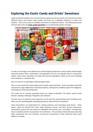 Exploring the Exotic Candy and Drinks' Sweetness