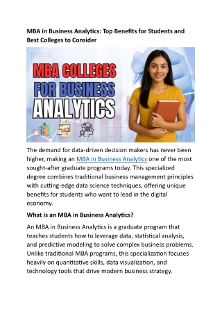 MBA Colleges for Business Analytics