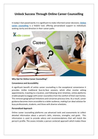 Unlock Success Through Online Career Counselling