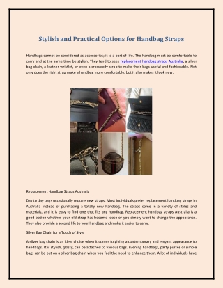 Stylish and PracticStylish and Practical Options foal Options for Handbag Straps
