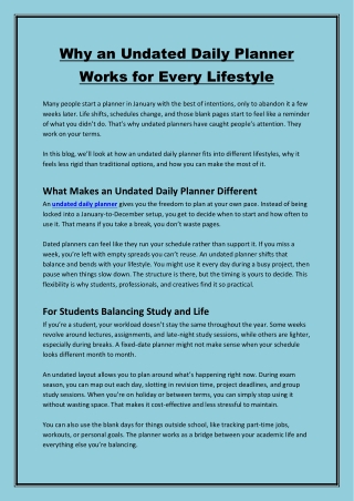 Stay Organized Anytime with an Undated Daily Planner