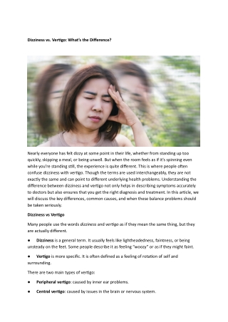 Vertigo vs Dizziness