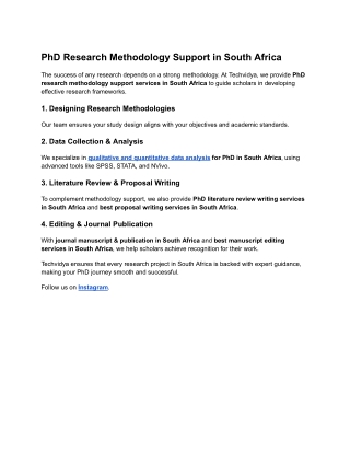 PhD Research Methodology Support in South Africa