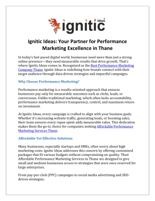 Ignitic Ideas Your Partner for Performance Marketing Excellence in Thane