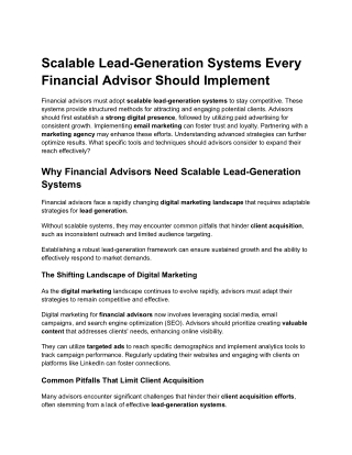 1. Scalable Lead-Generation Systems Every Financial Advisor Should Implement