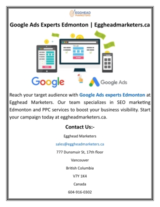 Google Ads Experts Edmonton  Eggheadmarketers.ca