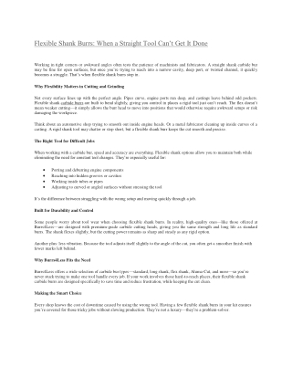 Flexible Shank Burrs When a Straight Tool Can’t Get It Done
