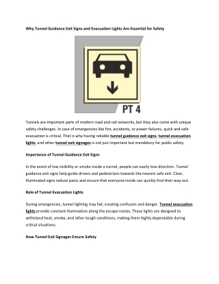 Why Tunnel Guidance Exit Signs and Evacuation Lights Are Essential for Safety