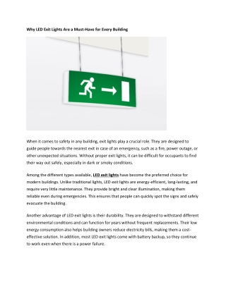 Why LED Exit Lights Are a Must-Have for Every Building