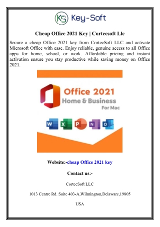 Cheap Office 2021 Key  Cortecsoft Llc