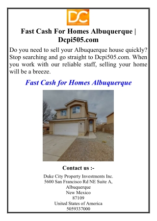 Fast Cash For Homes Albuquerque | Dcpi505.com