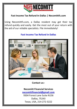 Fast Income Tax Refund In Dallas  Necomittfs.com