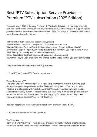 Best IPTV Subscription Service Provider – Premium IPTV subscription (2025 Editio