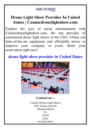 Drone Light Show Provider In United States | Cosmicdronelightshow.com