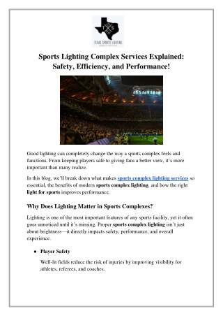 Sports Lighting Complex Services Explained Safety, Efficiency, and Performance