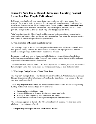 Kuwait’s New Era of Brand Showcases: Creating Product Launches That People Talk