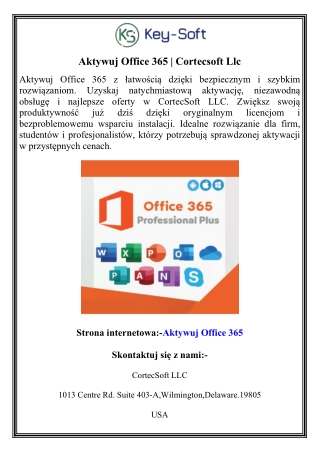 Aktywuj Office 365  Cortecsoft Llc