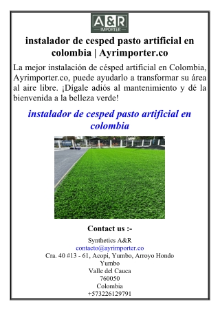 instalador de cesped pasto artificial en colombia | Ayrimporter.co