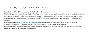 Top 10 Cybersecurity Threats Facing DoD Contractors