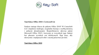 Tani Klucz Office 2010  Cortecsoft Llc