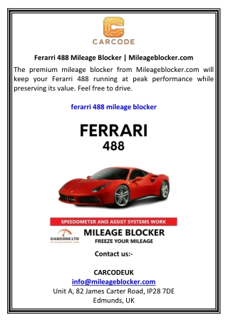 Ferarri 488 Mileage Blocker  Mileageblocker.com