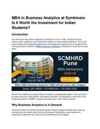 MBA in Business Analytics : Is It Worth Investment for Indian Studen