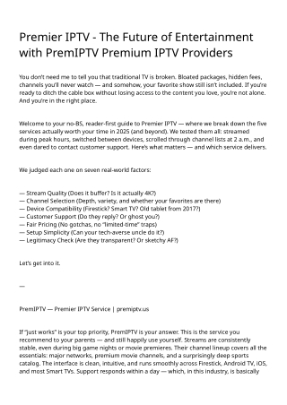 Premier IPTV - The Future of Entertainment with PremIPTV Premium IPTV Providers