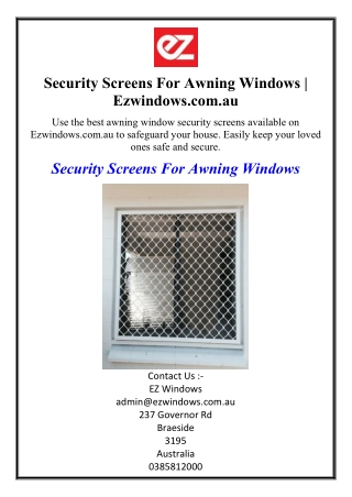 Security Screens For Awning Windows | Ezwindows.com.au