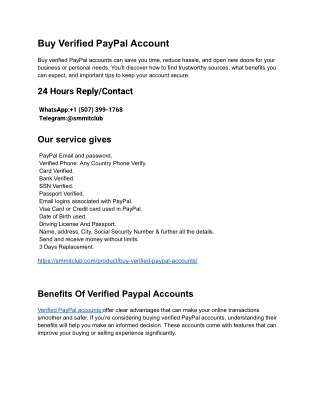 How To Buy Verified PayPal Account in usa uk
