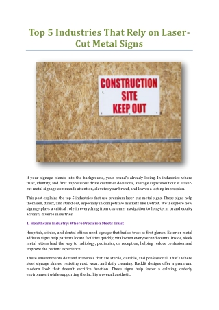 Top 5 Industries That Rely on Laser-Cut Metal Signs