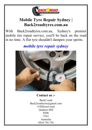 Mobile Tyre Repair Sydney | Back2roadtyres.com.au