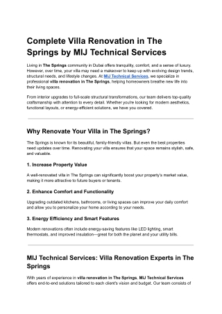 Complete Villa Renovation in The Springs by MIJ Technical Services