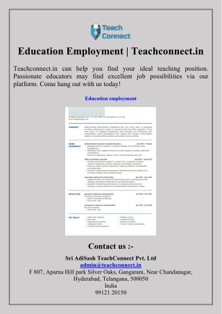 Education Employment  Teachconnect.in