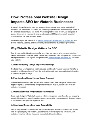 How Professional Website Design Impacts SEO for Victoria Businesses