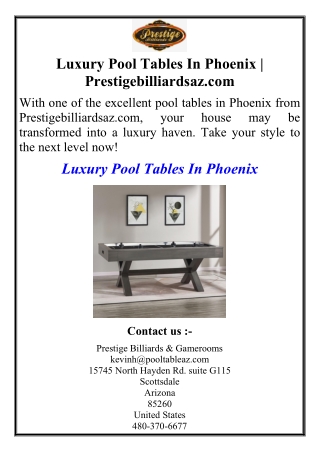 Luxury Pool Tables In Phoenix | Prestigebilliardsaz.com