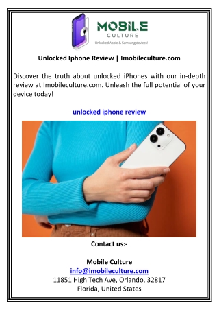 Unlocked Iphone Review  Imobileculture.com