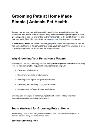 Grooming Pets at Home Made Simple _ Animals Pet Health