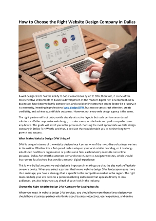 How to Choose the Right Website Design Company in Dallas