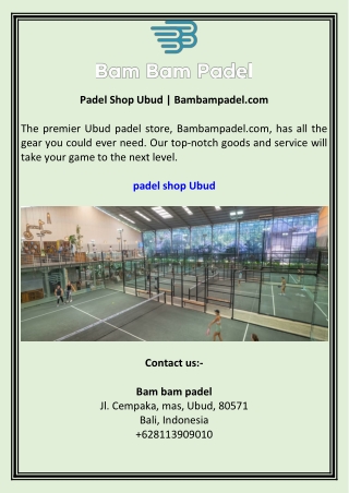 Padel Shop Ubud  Bambampadel.com
