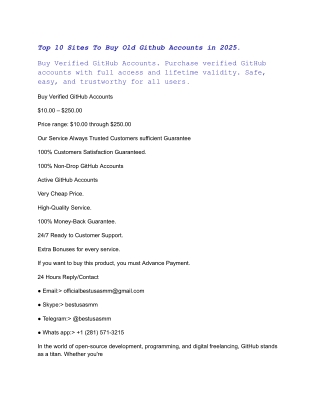 Top 10 Sites To Buy Old Github Accounts in 2025