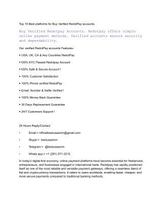 Top 15 Best platforms for Buy Verified RedotPay accounts (1)