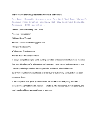 Top 10 Places to Buy Aged LinkedIn Accounts and Should