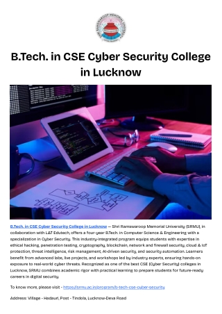 B.Tech. in CSE Cyber Security College in Lucknow