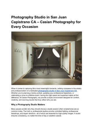 Photography Studio in San Juan Capistrano CA – Casian Photography for Every Occasion