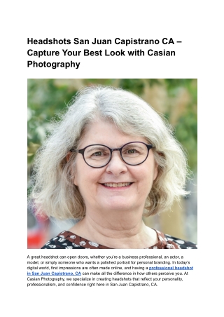 Headshots San Juan Capistrano CA – Capture Your Best Look with Casian Photography